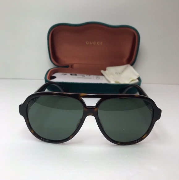 New - 💯 Original Gucci GG0463S Men's Aviator Sunglasses, Brown/Green - Picture 6 of 15